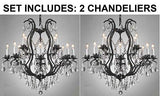 Set of 2- Wrought Iron Crystal Chandelier Lighting Chandeliers H30" x W28" - A500-2EA 3034/8+4