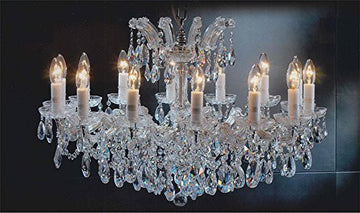 Maria Theresa Chandelier Crystal Lighting Chandeliers Lights Fixture Pendant Ceiling Lamp For Dining Room Entryway Living Room H 21" X W 31" - Antique French Gold Color - A83-Cg/2489/14