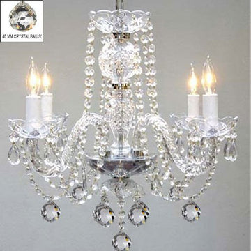 Swarovski Crystal Trimmed Chandelier Chandelier Lighting W/ 40Mm Crystal Balls - J10-B6/26098/4Sw