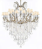Crystal Chandelier Lighting Chandeliers H59" X W46" Great for The Foyer, Entry Way, Living Room, Family Room and More! w/White Shades - A500-B12/WHITESHADES/2MT/24+1