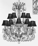 Swarovski Crystal Trimmed Maria Theresa Chandelier Lights Fixture Pendant Ceiling Lamp Dressed With Large Luxe Crystals H30" X W28" - Good For Dining Room Foyer Entryway With Blackshades - A500-Cs/Blackshades/B90/152/18Sw