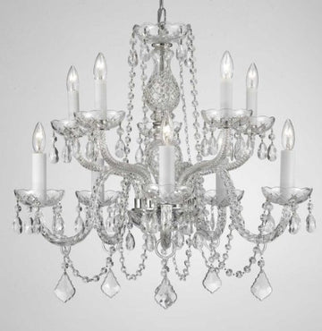 Chandelier Lighting Crystal Chandeliers H25" X W24" 9 Lights - A46-CS/1122/5+5