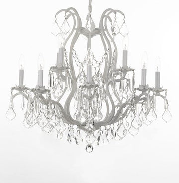 White Wrought Iron Crystal Chandelier H30" X W28" - J10-26014/12White