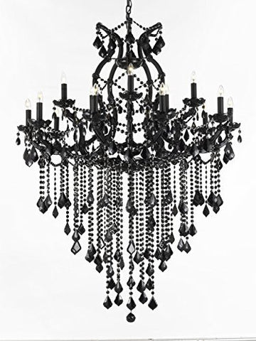 Jet Black Chandelier Crystal Lighting Chandeliers 37X50 - A500-B12/BLACK/21510/15+1