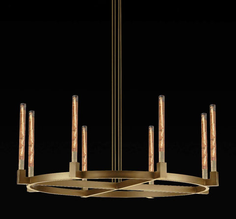 Corsica Round Chandelier 48" Vintage Barn Metal Industrial Loft Rustic Lighting Great for Living Room, Dining Room, Foyer and Entryway - A500-CG/4462/8