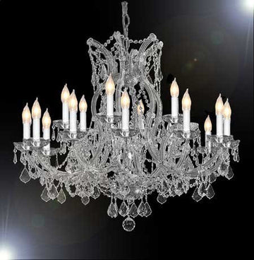Swarovski Crystal Trimmed Chandelier Crystal Chandelier H28" X W37" - A83-Silver/1510/15+1Sw
