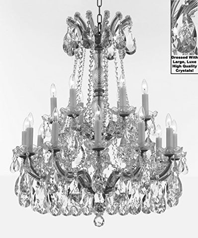 Swarovski Crystal Trimmed Maria Theresa Chandelier Lights Fixture Pendant Ceiling Lamp Dressed With Large Luxe Crystals H30" X W28" - Good For Dining Room Foyer Entryway Family Living Room - A500-Cs/B90/152/18Sw