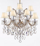 Swarovski Crystal Trimmed Maria Theresa Chandelier Lights Fixture Pendant Ceiling Lamp Dressed With Large Luxe Crystals H30" X W28" - Good For Dining Room Family Room & More With White Shades - A500-B90/Whiteshades/Cg/21532/12+1Sw