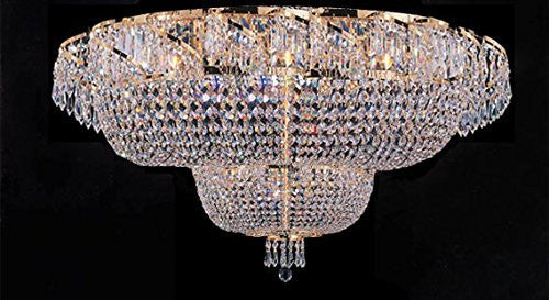 Flush French Empire Crystal Chandelier Lighting H 27" X W 36" - A500-Flush/Cg/928/32