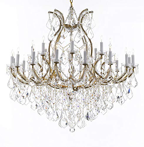 Swarovski Crystal Trimmed Chandelier Lighting Chandeliers H46" X W46" Dressed with Large, Luxe Crystals! - Great for The Foyer, Entry Way, Living Room, Family Room and More! - A500-B90/2MT/24+1SW