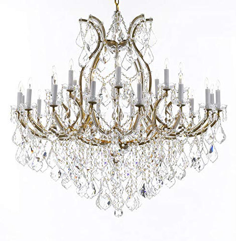 Swarovski Crystal Trimmed Chandelier Lighting Chandeliers H46" X W46" Dressed with Large, Luxe Crystals! - Great for The Foyer, Entry Way, Living Room, Family Room and More! - A500-B90/2MT/24+1SW