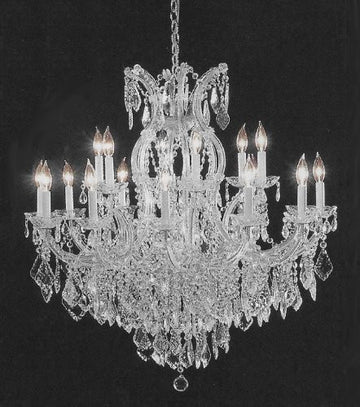 Maria Theresa Crystal Chandelier Empress Silver Finish - Dining Room Lighting H38" W37"