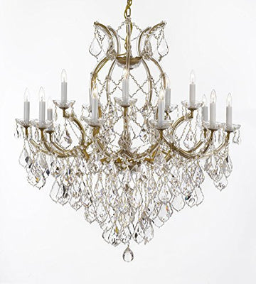 Maria Theresa Chandelier Crystal Lighting Fixture Pendant Ceiling Lamp For Dining Room Entryway Living Room Dressed With Large Luxe Diamond Cut Crystals H38" X W37" - A500-B90/21510/15+1Dc