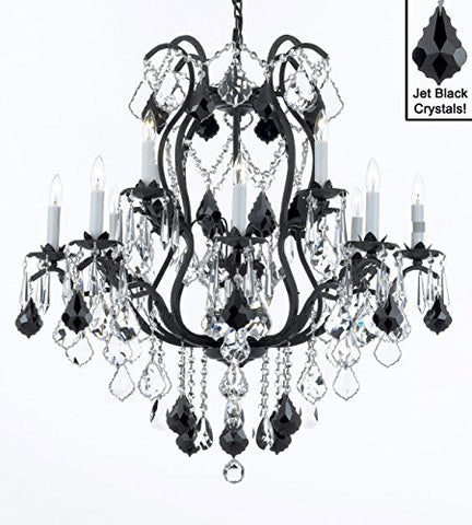 Wrought Iron Crystal Chandelier Lighting Chandeliers H30" X W28" - A500-B20/3034/8+4