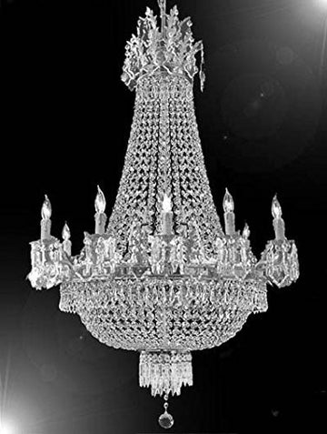 French Empire Crystal Chandelier Chandeliers Lighting W25" H32" 12 Lights - A500-Cs/1280/8+4