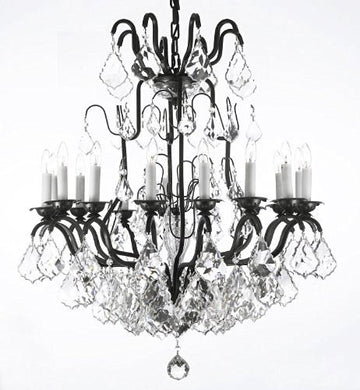 Wrought Iron Crystal Chandelier Lighting H33" X W27" - A83-3003/16