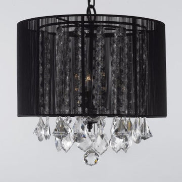 Crystal Chandelier With Large Black Shade H15" X W15" - G7-Black/26029/3
