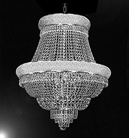Set of 3-1 French Empire Crystal Chandelier Lighting H33 X W30 and 2 Empire Empress Crystal (tm) Wall Sconce Lighting W 12" H 17" - B92/CS/448/21 + C121-1800W12SC A500-