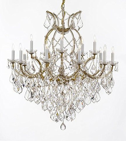 Swarovski Crystal Trimmed Maria Theresa Chandelier Lights Fixture Pendant Ceiling Lamp For Dining Room Entryway Living Room Dressed With Large Luxe Crystals H38" X W37" - A500-B90/21510/15+1Sw