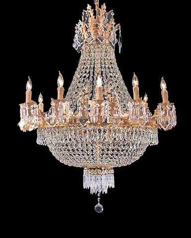 FRENCH EMPIRE GOLD CRYSTAL CHANDELIER CHANDELIERS LIGHTING W25 X H26 12 LIGHTS - A500-C3/1280/8+4