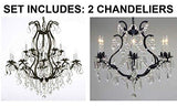 Set of 2-1 Wrought Iron Chandelier Crystal Chandeliers Lighting H36" X W36" and 1 Wrought Iron Crystal Chandelier Lighting - Great for Bedroom, Kitchen, Dining Room, Living Room, and More! - A500-1EA 3034/10+5 + 1EA 3530/6