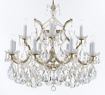 Maria Theresa Chandelier Crystal Lighting Chandeliers Lights Fixture Pendant Ceiling Lamp for Dining room, Entryway, Living room with Large, Luxe, Diamond Cut Crystals! H22" X W28" - A500-B89/21532/12+1DC