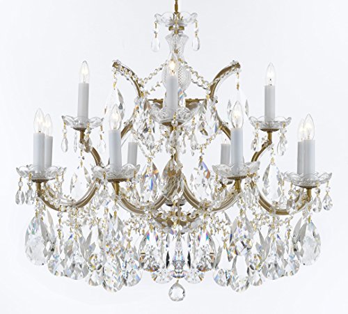 Swarovski Crystal Trimmed Maria Theresa Chandelier Crystal Lighting Chandeliers Lights Fixture Pendant Ceiling Lamp for Dining room, Entryway , Living room With Large, Luxe Crystals! H22" X W28" - A500-B89/21532/12+1SW