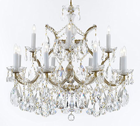 Maria Theresa Chandelier Crystal Lighting Chandeliers Lights Fixture Pendant Ceiling Lamp for Dining room, Entryway , Living room with Large, Luxe, Diamond Cut Crystals! H22" X W28" - A500-B89/21532/12+1DC