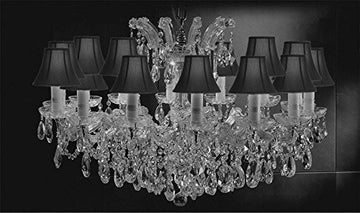 Maria Theresa Chandelier Crystal Lighting Chandeliers Lights Fixture Pendant Ceiling Lamp For Dining Room Entryway Living Room H21" X W31" With Shades - A83-Sc/Blackshades/Cs/2489/14
