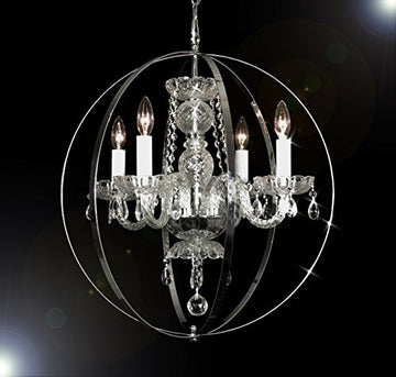 Swarovski Crystal Trimmed Chandelier Spherical Orb Crystal Chandelier Lighting H 23" W 23" - Go-J10-B66/26098/4Sw