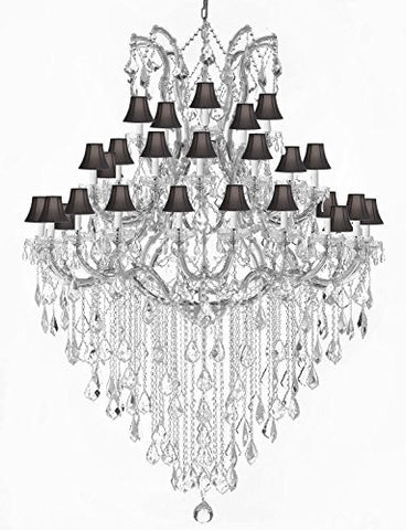 Large Foyer / Entryway Maria Theresa Empress Crystal (Tm) Chandelier Lighting W/Black Shade H 72" W 52" - A500-Silver/Blackshade/B13/2756/36+1