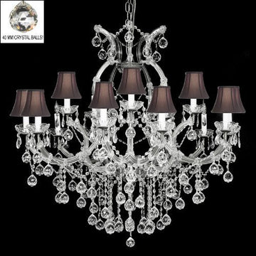 Swarovski Crystal Trimmed Chandelier Crystal Chandelier W/Crystal Balls & Shades - A500-B6/Sc/Silver/21510/15+1 Sw