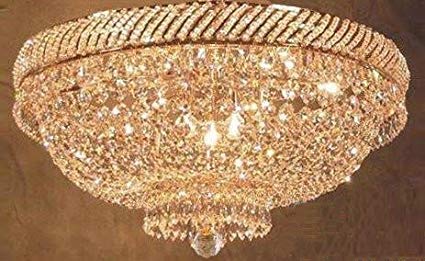 Set of 2-1 French Empire Crystal Chandelier Chandeliers Lighting H46" X W23" and 1 French Empire Crystal Chandelier Lighting H 16" W 23" - 1EA C7/CG/448/9+ 1EA FLUSH/448/9 A500-