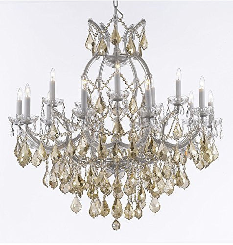 Maria Theresa Chandelier Crystal Lighting H38" X W37" W/ Golden Teak Crystal - A500-B2/Goldenteak/Silver/21510/15+1