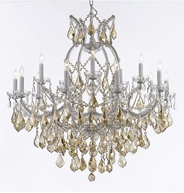 Maria Theresa Chandelier Crystal Lighting H38" X W37" W/ Golden Teak Crystal - A500-B2/Goldenteak/Silver/21510/15+1