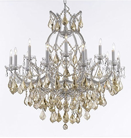 Maria Theresa Chandelier Crystal Lighting H38" X W37" W/ Golden Teak Crystal - A500-B2/Goldenteak/Silver/21510/15+1