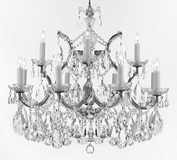 Maria Theresa Chandelier Crystal Lighting Chandeliers Lights Fixture Pendant Ceiling Lamp for Dining room, Entryway, Living room with Large, Luxe, Diamond Cut Crystals! H22" X W28" - A500-CS/B89/21532/12+1DC