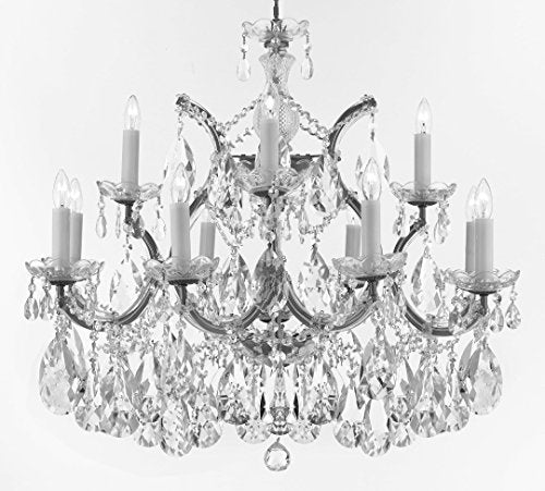 Swarovski Crystal Trimmed Maria Theresa Chandelier Crystal Lighting Chandeliers Lights Fixture Pendant Ceiling Lamp for Dining room, Entryway , Living room With Large, Luxe Crystals! H22" X W28" - A500-CS/B89/21532/12+1SW