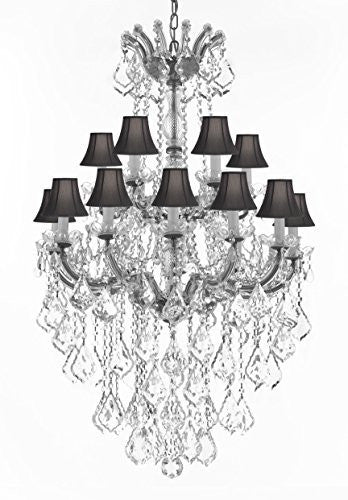 Maria Theresa Crystal Chandelier Chandeliers Lighting With Black Shades H 50" X W 30" - Great For Dining Room Entryway Or Living Room - A500-B13/Cs/Blackshades/152/18