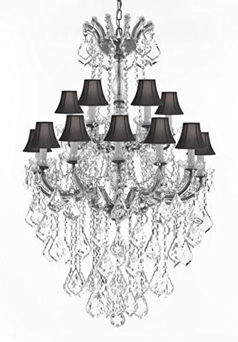 Maria Theresa Crystal Chandelier Chandeliers Lighting With Black Shades H 50" X W 30" - Great For Dining Room Entryway Or Living Room - A500-B13/Cs/Blackshades/152/18