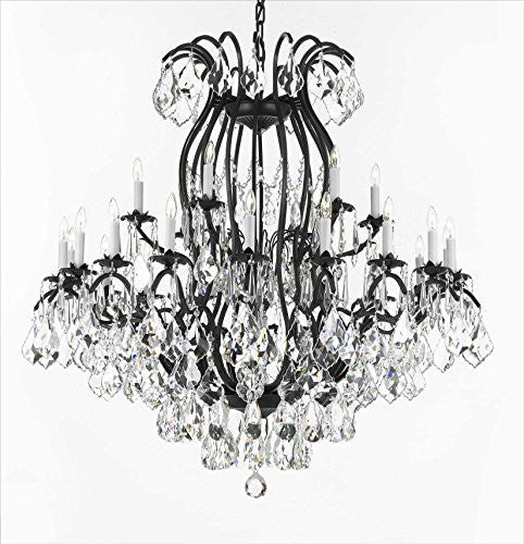 Swarovski Crystal Trimmed Chandelier Wrought Iron Crystal Chandelier Lighting H46" W46" Perfect For An Entryway Or Foyer - A500-3034/18+6Sw