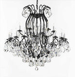 Swarovski Crystal Trimmed Chandelier Wrought Iron Crystal Chandelier Lighting H46" W46" Perfect For An Entryway Or Foyer - A500-3034/18+6Sw