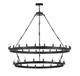 Inspired Camino Style Chandelier - Castile Two Tier Wrought Iron Chandelier - Industrial Loft Rustic Lighting W 50" H 60"