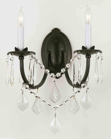 Wrought Iron Wall Sconce Crystal Wall Sconces Lighting H11" x W11" - A83-2/3034