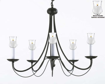 Empress Crystal (Tm) Chandelier W/ Candle Votives H22.5" W26" - For Indoor / Outdoor Use Great For Outdoor Events Hang From Trees / Gazebo / Pergola / Porch / Patio / Tent - J10-B31/26031/5
