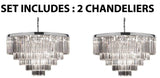 Set of 2 - Retro Palladium Crystal Glass Fringe Chandelier Chrome Finish H21 W31.5 - 2EA GB104-2164/18