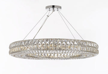 Crystal Nimbus Ring Chandelier Chandeliers Modern / Contemporary Lighting Pendant 44" Wide - Good for Dining Room, Foyer, Entryway, Family Room and More! - GB104-3063/17