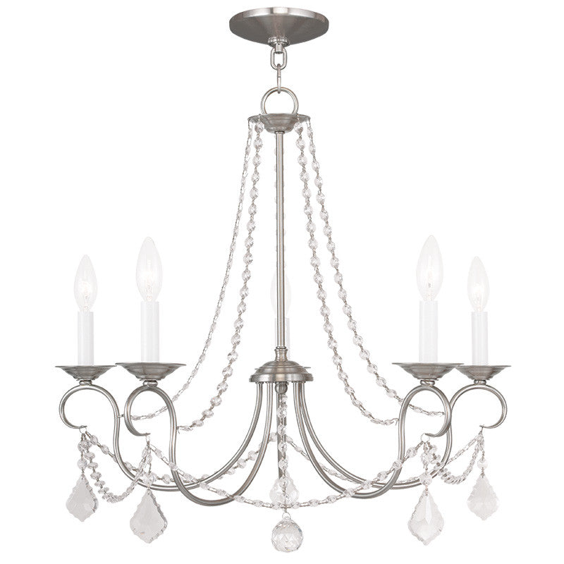 Livex Pennington 5 Light Brushed Nickel Chandelier - C185-6515-91