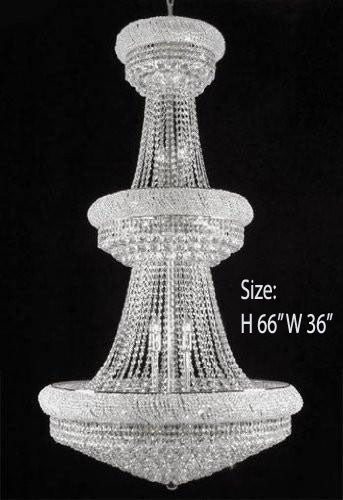 French Empire Crystal Chandelier H66" X W36" - A500-Silver/541/32