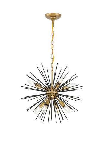ZC121-LD5035D20BK - Living District: Timber 8 light Brass and Black pendant